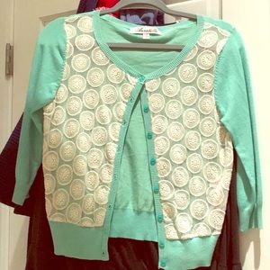 Adorable green cardigan sweater!